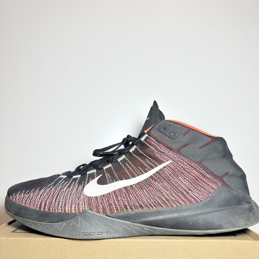 Nike Zoom Ascention Basketball Shoes Mens Size 15 Black Crimson Red Preowned